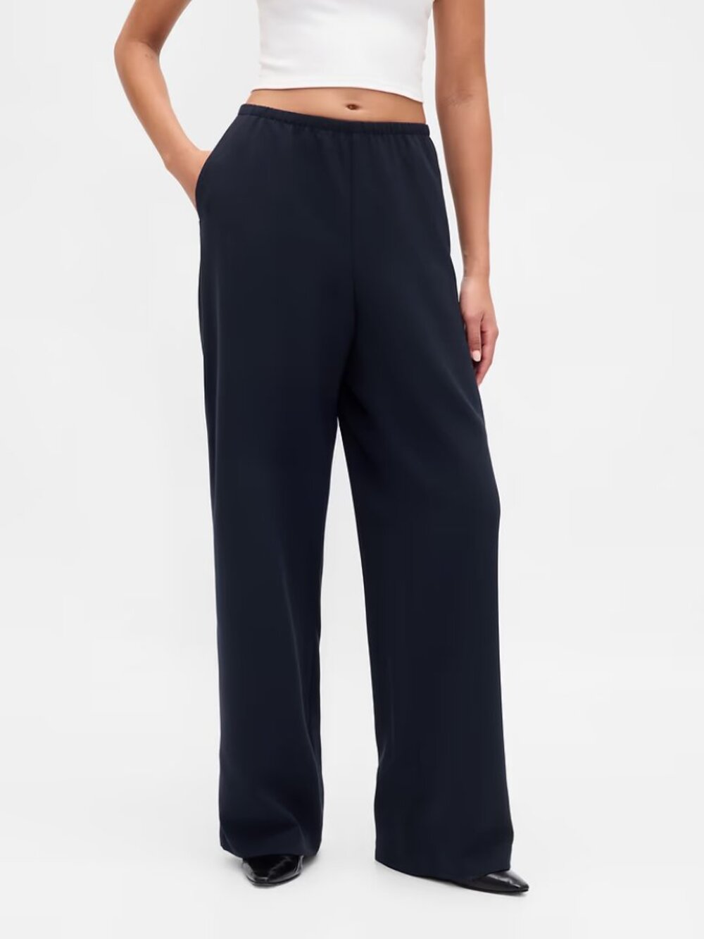 NWT GAP L Hyper Navy Blue Lightweight Easy Wide Leg Pants
